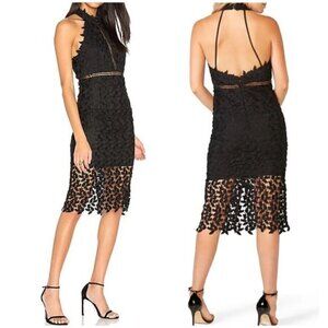 Bardot Gemma Halter Lace Sheath Dress Black Cocktail Party LBD Sz 6